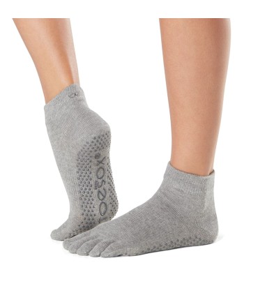 Toesox Ankle Grip Socks Grijs teensokken