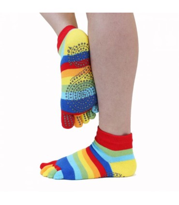ToeToe Yoga & Pilatus Grip enkel teensokken rainbow